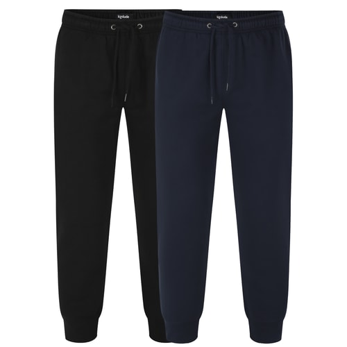 Bigdude Basic Cuffed Joggers Twin Pack Black/Navy